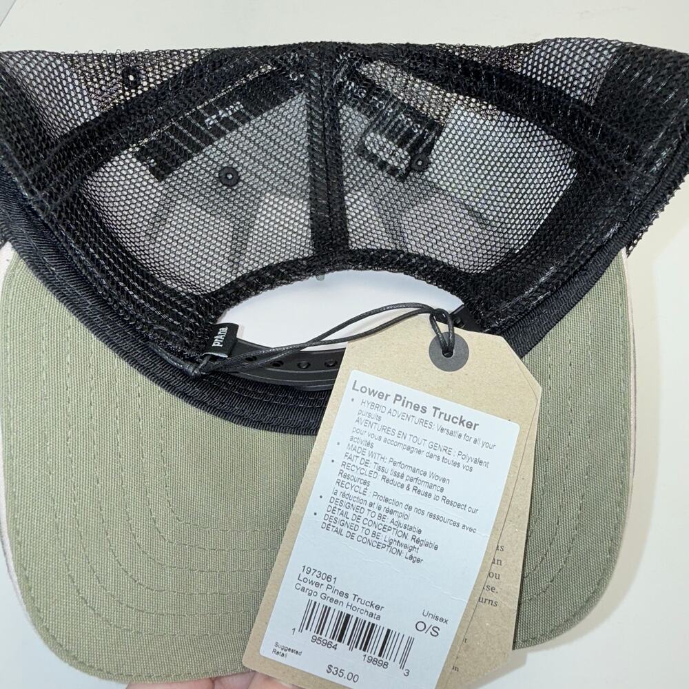 PrAna Lower Pines Trucker Cargo Green Horchata Adjustable Hat - Picture 3 of 3